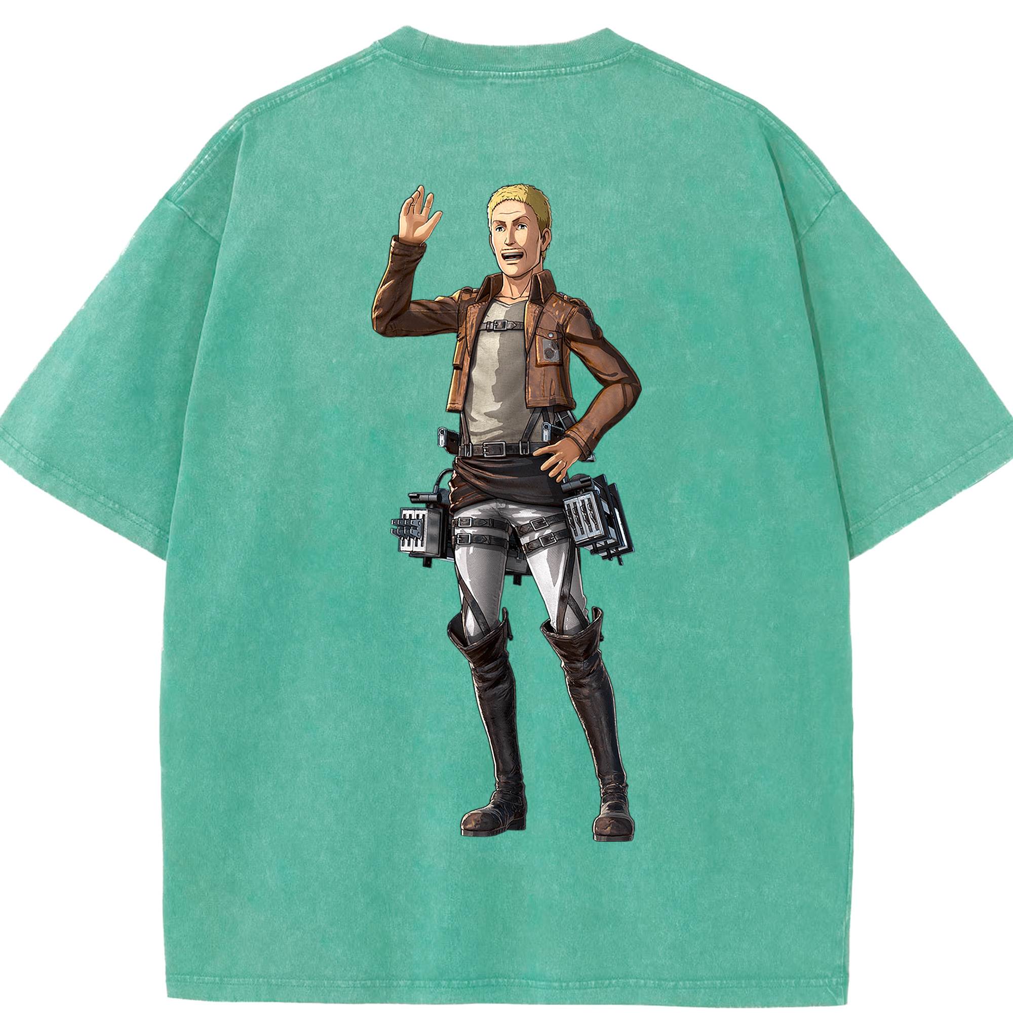 （画像用） 進撃の巨人 ハンネス Attack on Titan Hannes 綿100% ヴィンテージ風 半袖Tシャツ（背面プリント）